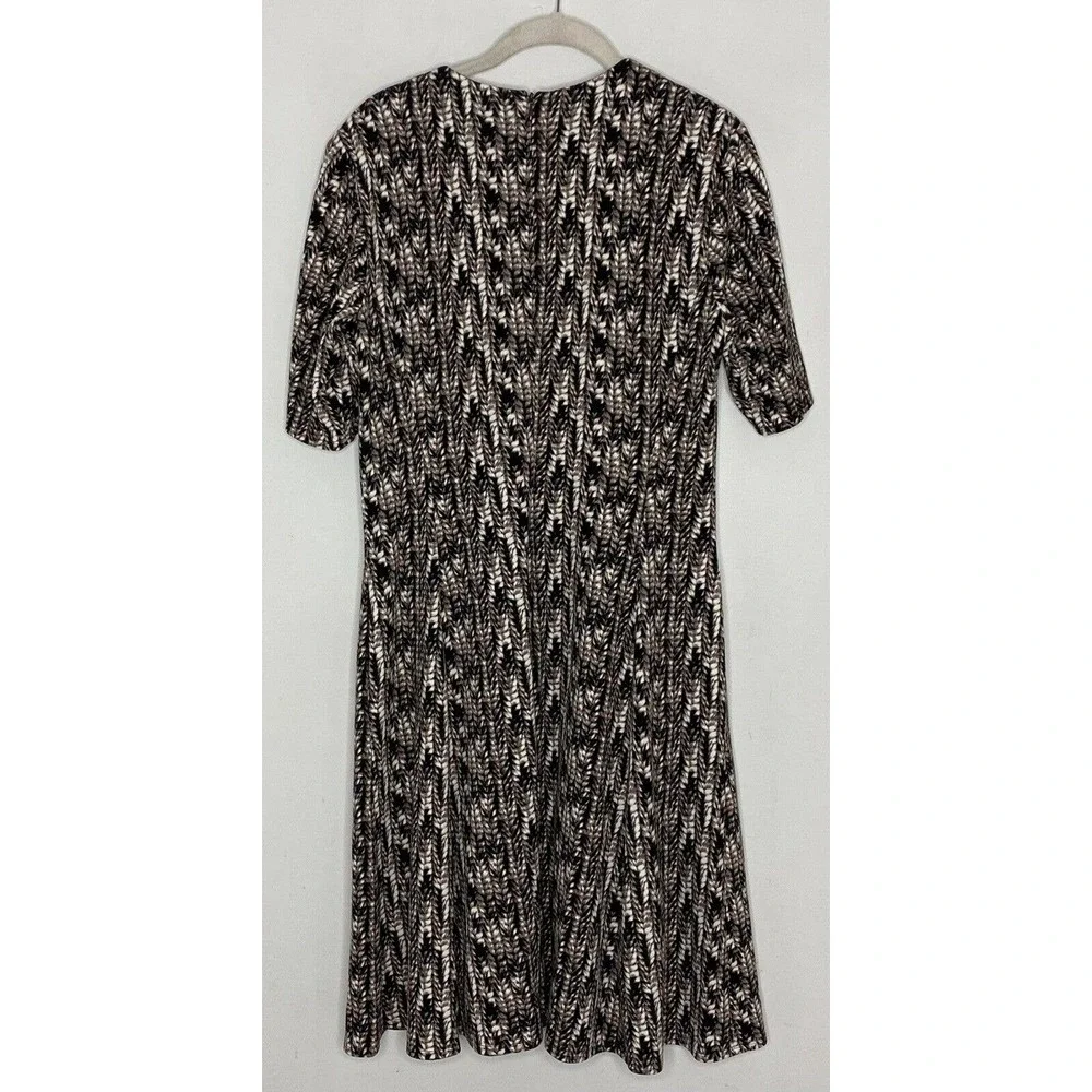 W By Worth Womens Tan Brown Printed Zip Front Short Sleeve Flare Dress Sz 8 - Picture 5 of 5